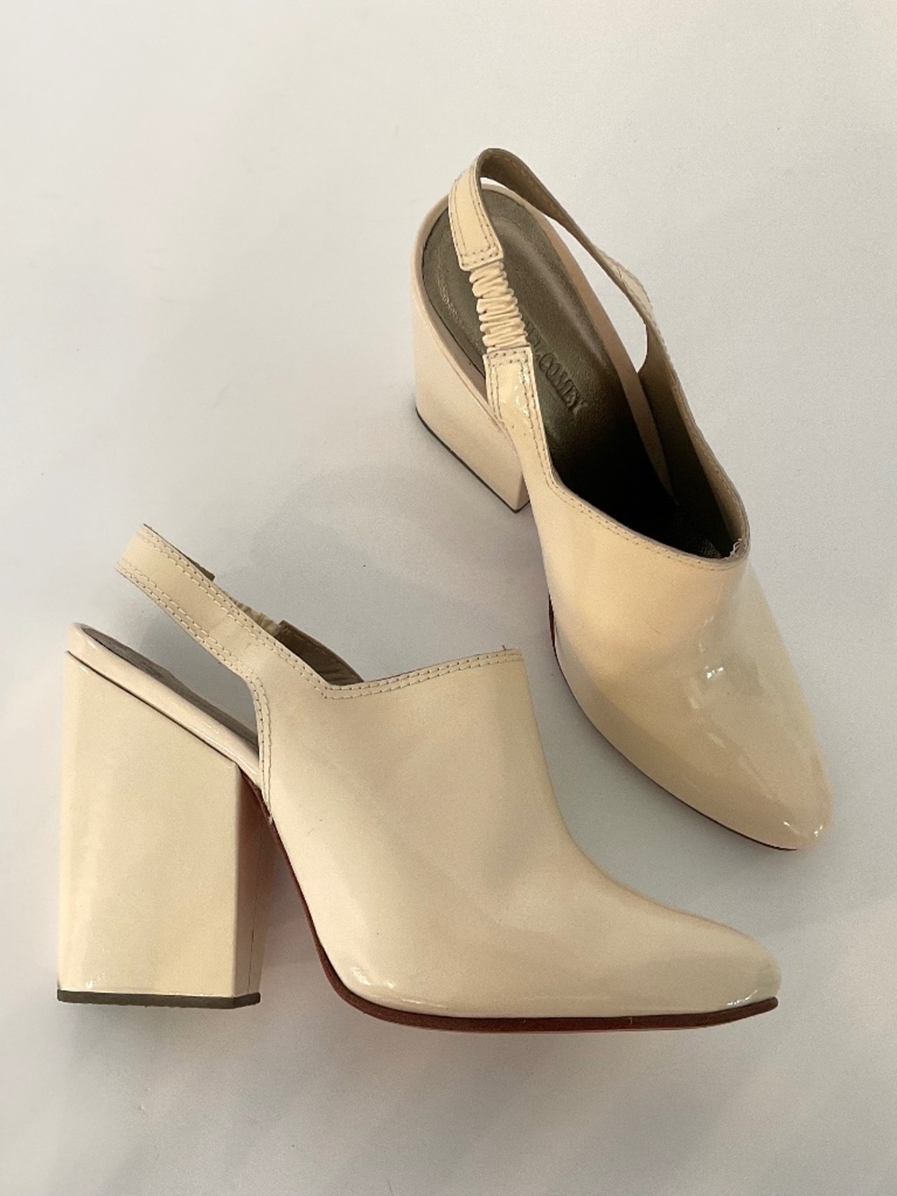 RACHEL COMEY Kai Slingback Heel Mule in Patent Cream Size 8